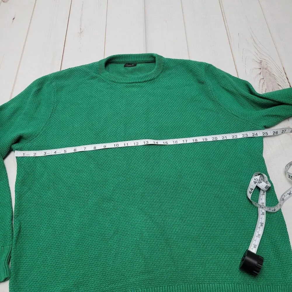 J. Crew 100% cotton green crew neck moss stitch pullover sweater XL